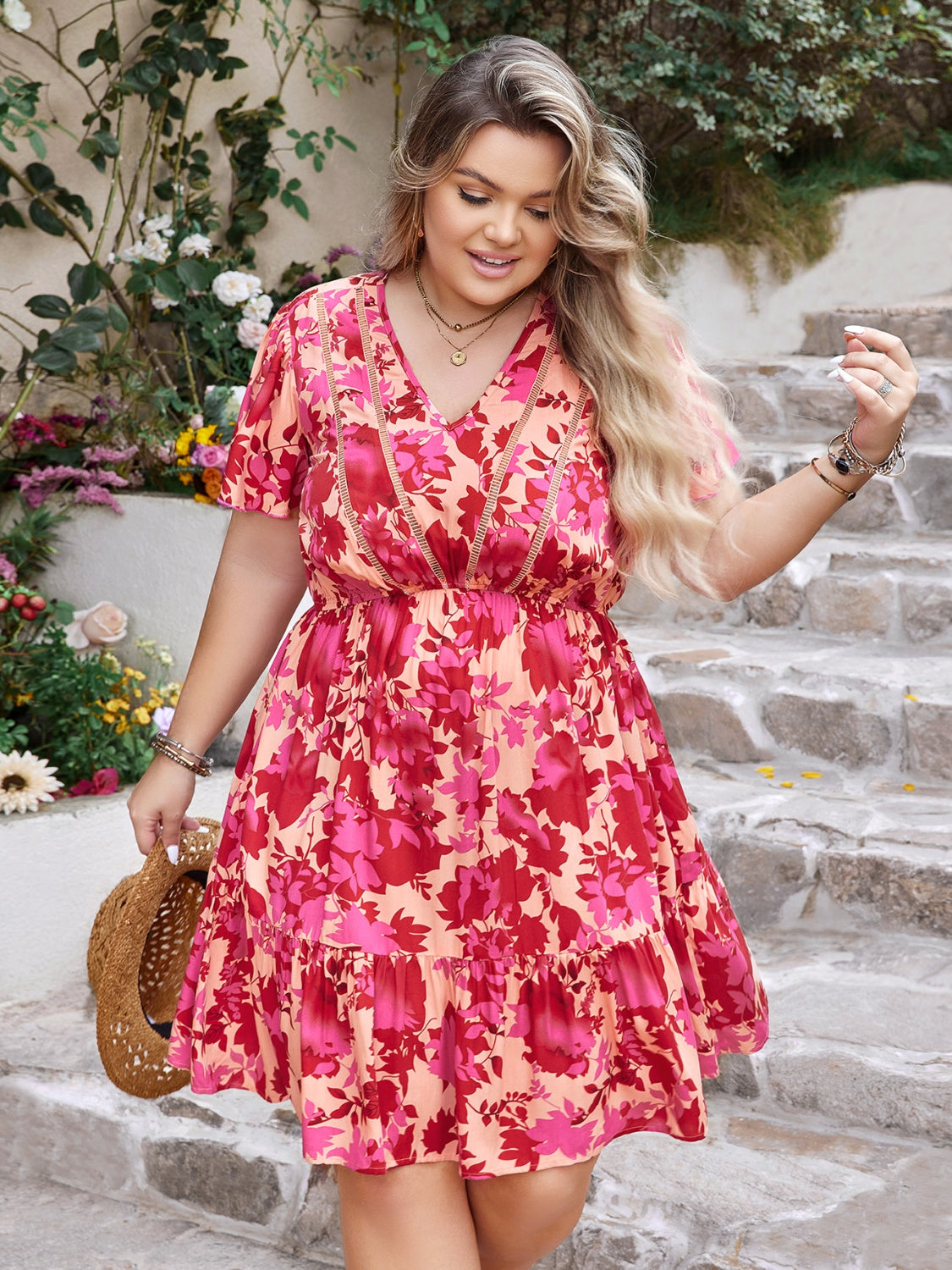 Printed Flutter Sleeve Dress