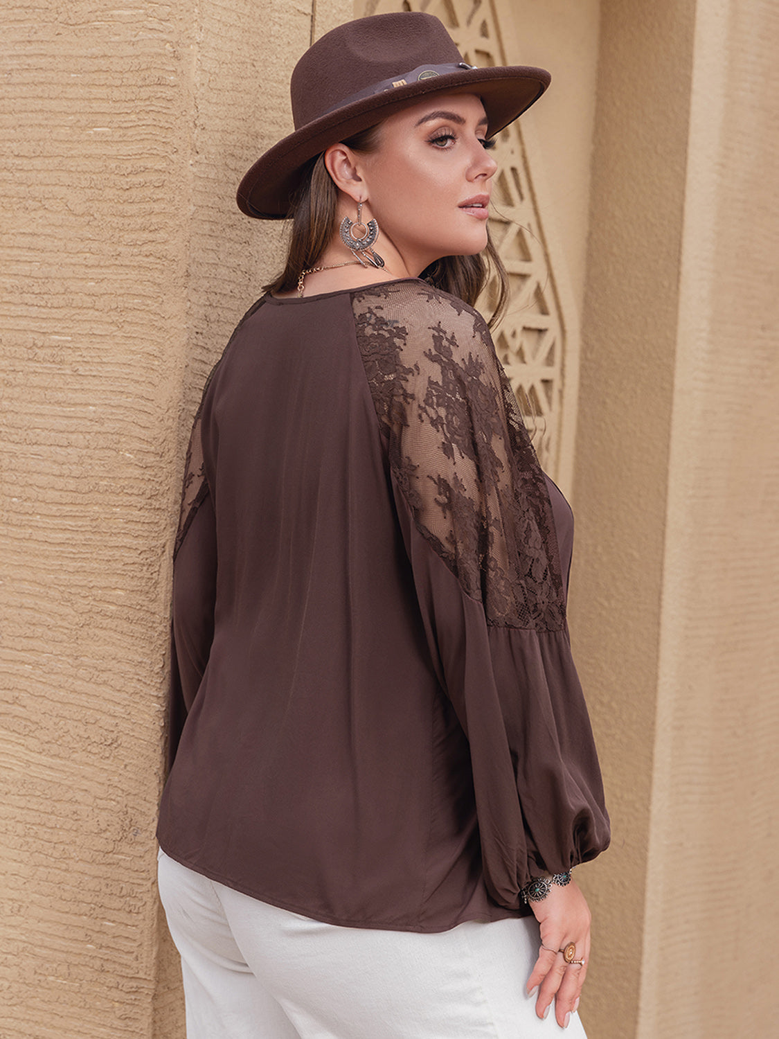 Lace Detail Long Sleeve Blouse