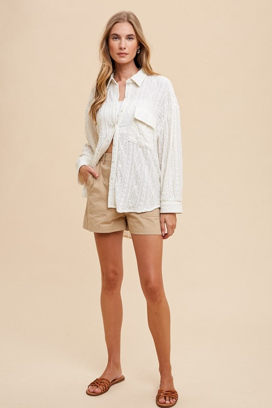 Openwork Button Down Shirt