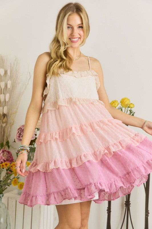 Dot Ruffled Tiered Mini Dress