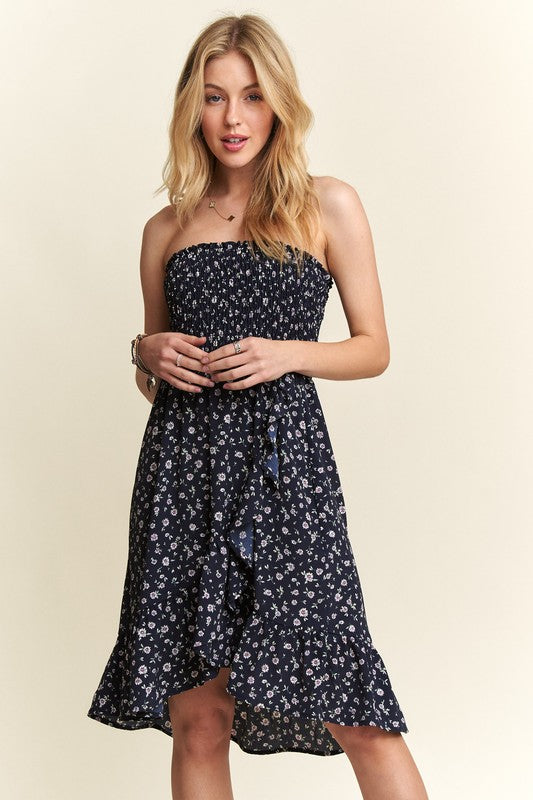 Floral Tube Dress with Pockets