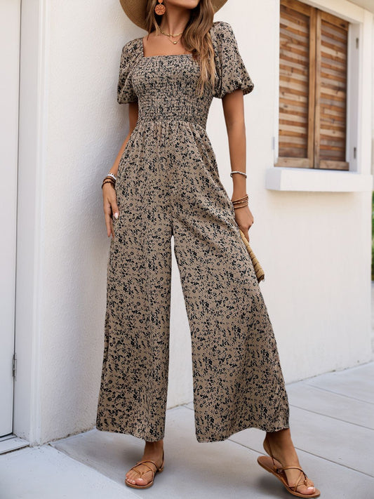 Square Neck Puff Sleeve Jumpsuit