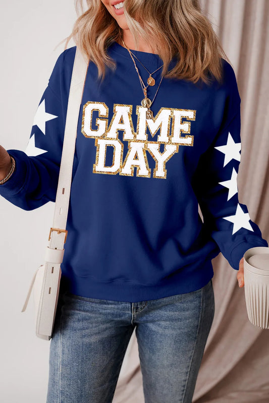 GAME DAY Star Round Neck  Sweatshirt