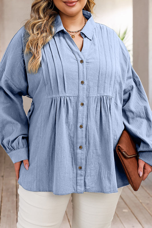 Button Up Dropped Shoulder Shirt