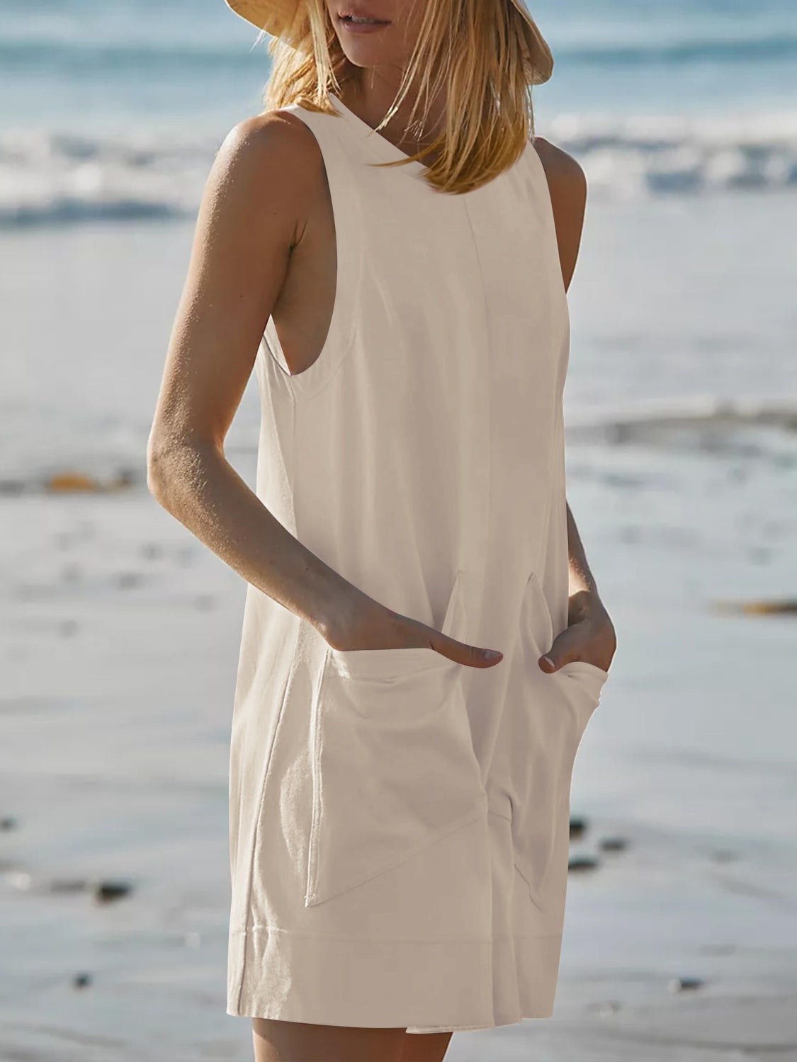 Sleeveless Romper with Pockets