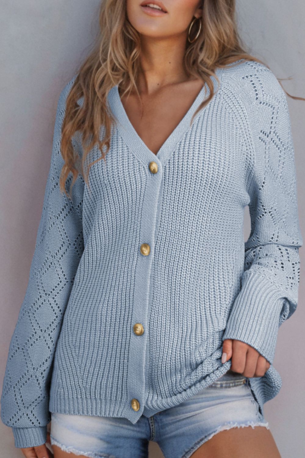 V-Neck Button Up Cardigan