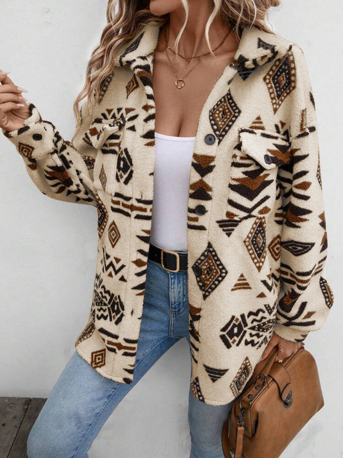 Geometric Button Up Jacket