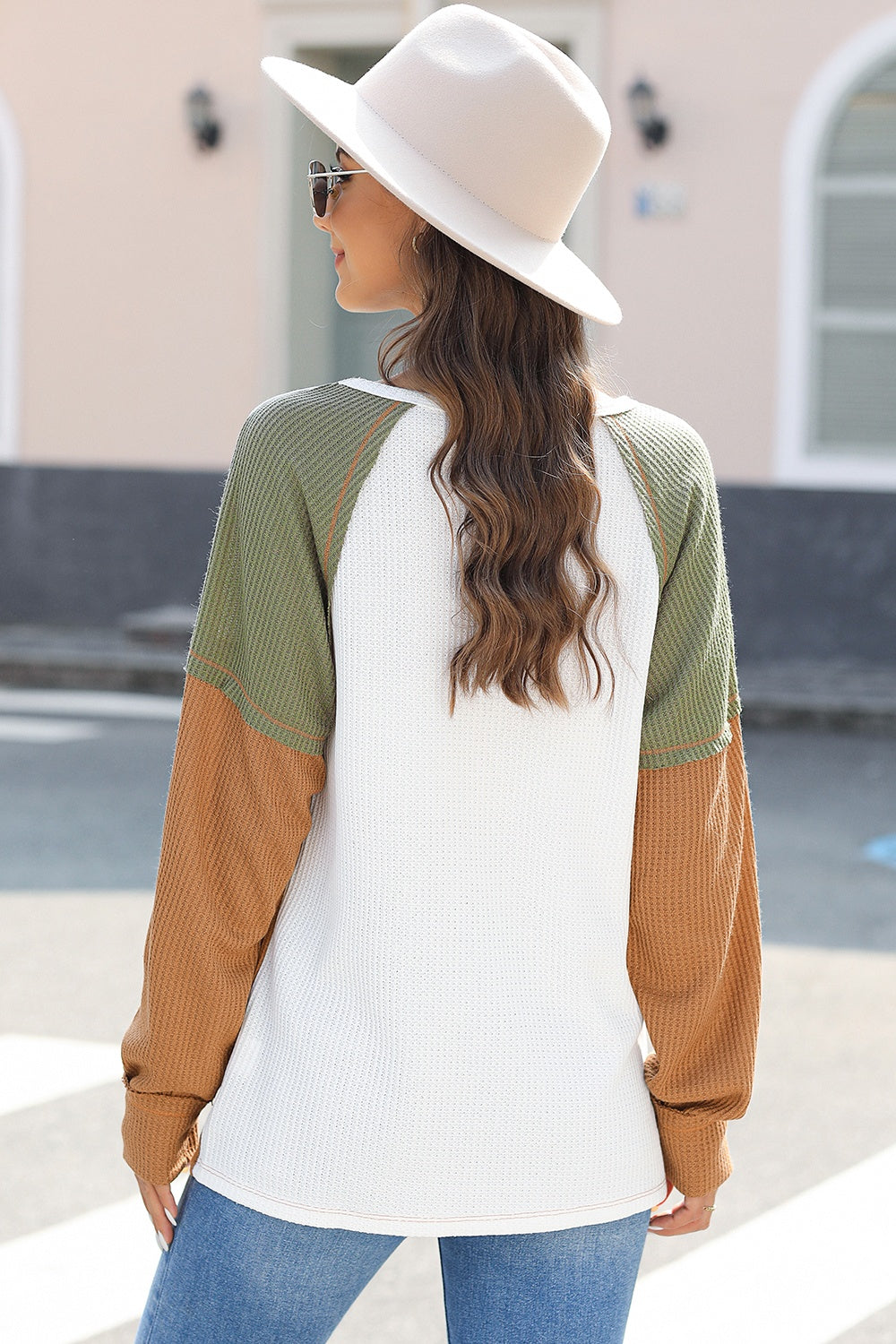 Color Block Long Sleeve Top