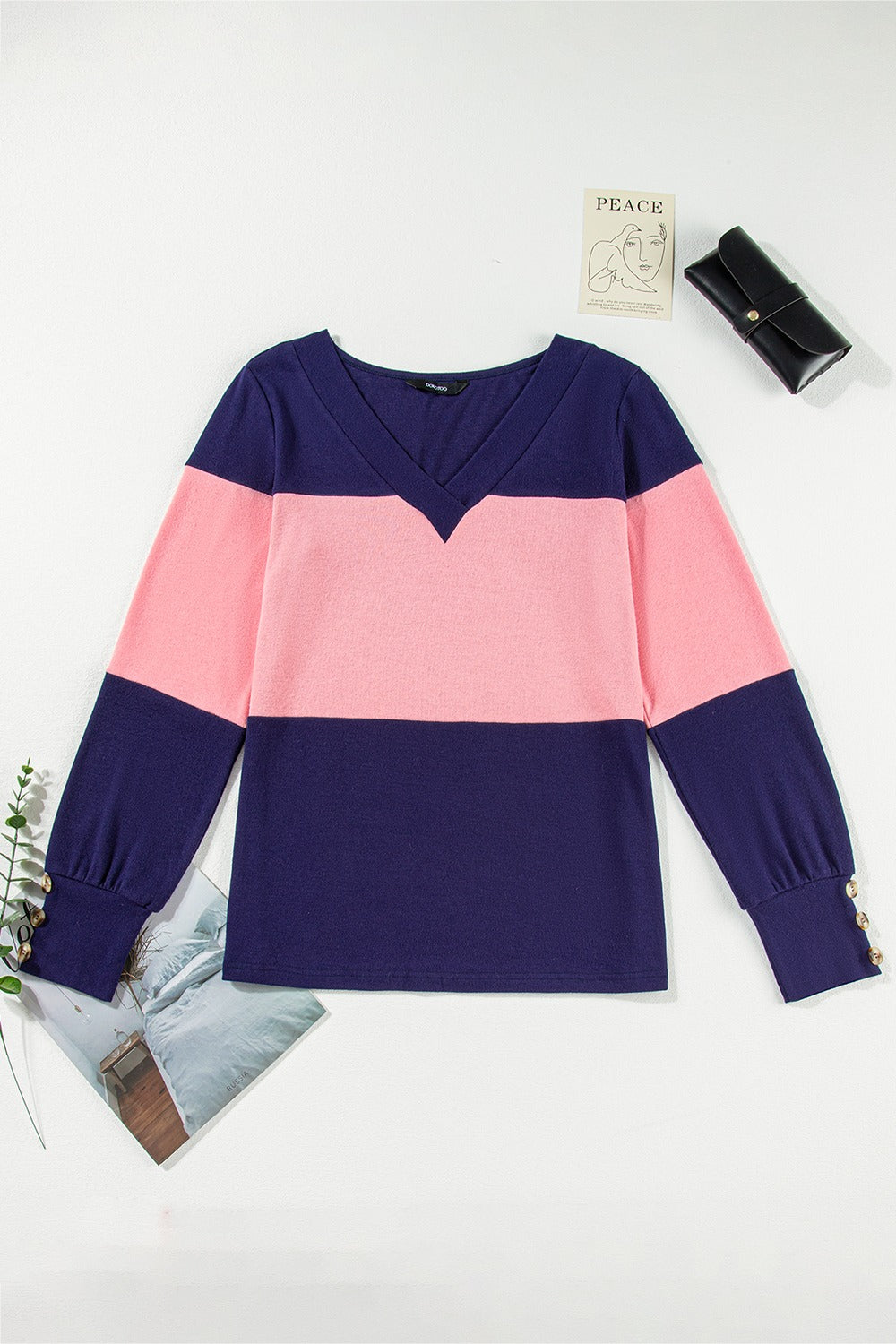 Color Block Long Sleeve Top