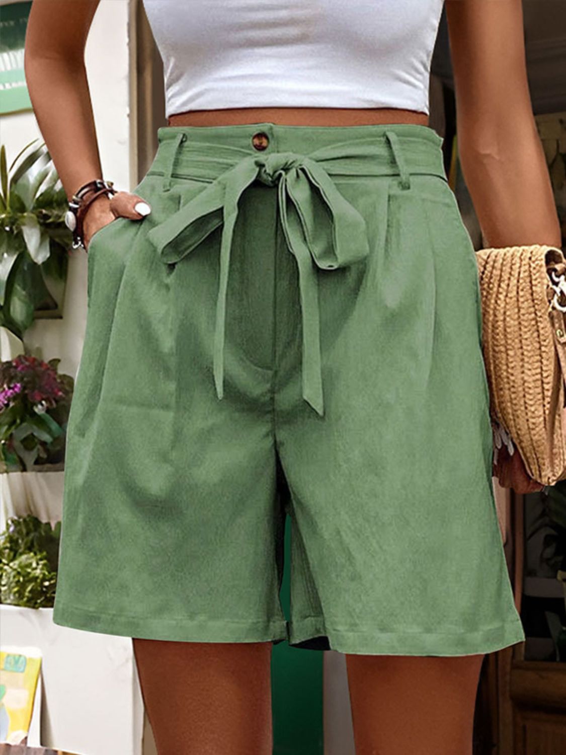 Tied High Waist Shorts