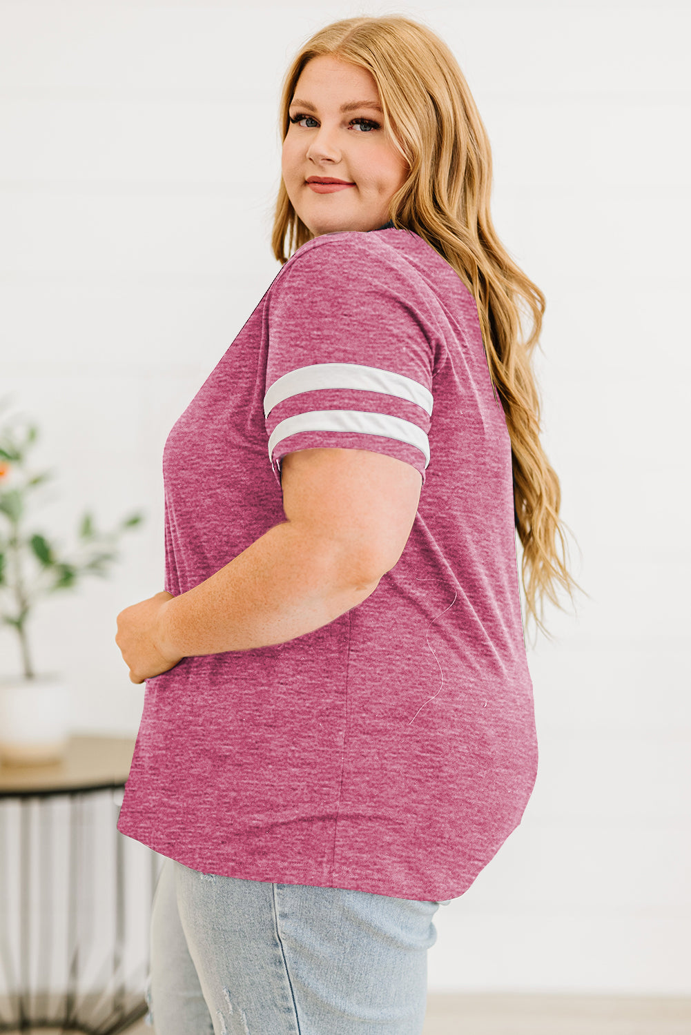 Striped V-Neck T- Shirt