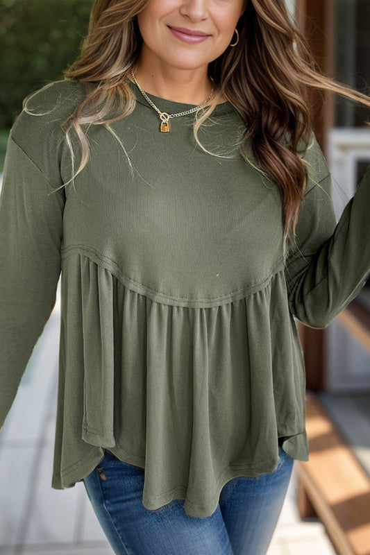 Peplum Round Neck Blouse