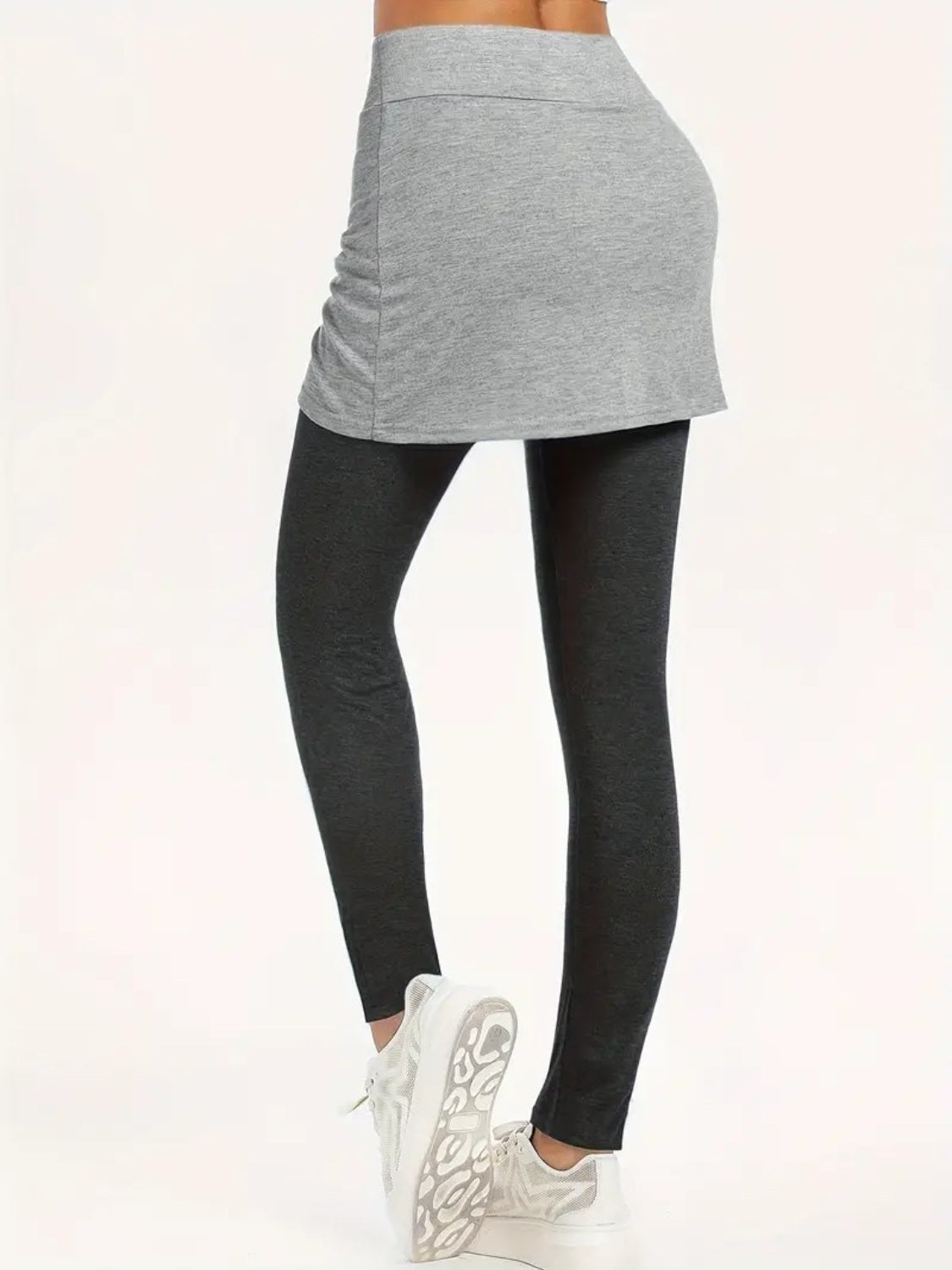 Two Pieces Active Leggings with Ruched Skirt