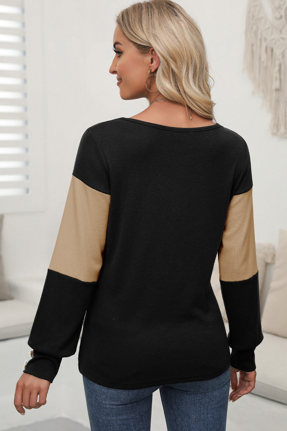 Color Block Long Sleeve Top