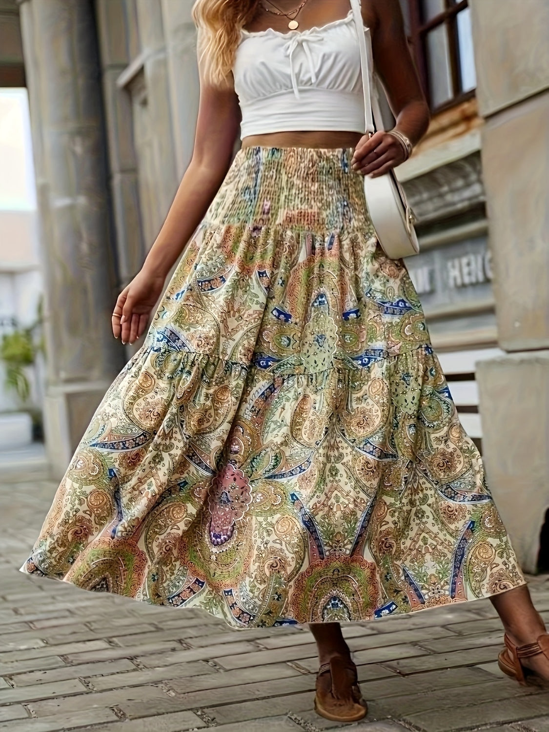 Full Size Tiered  High Waist Skirt