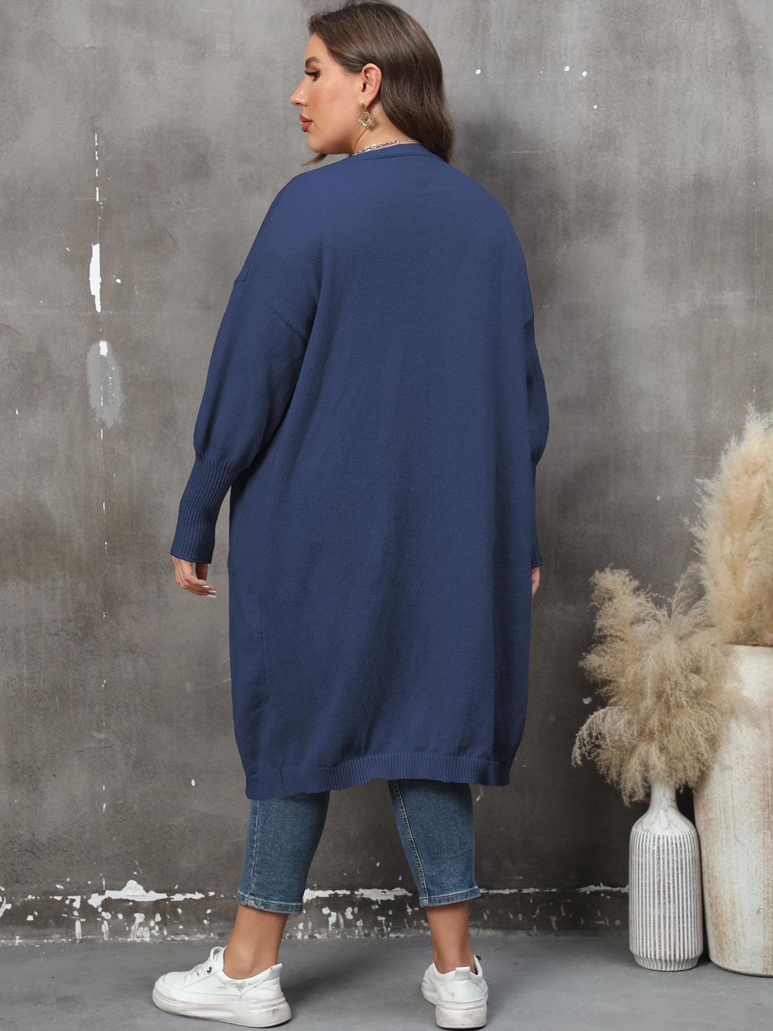 Plus Size Pocketed Cardigan