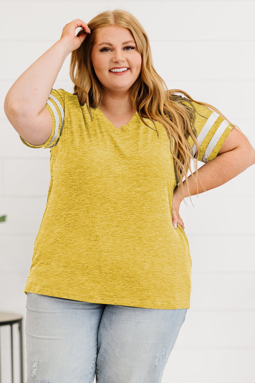 Striped V-Neck T- Shirt