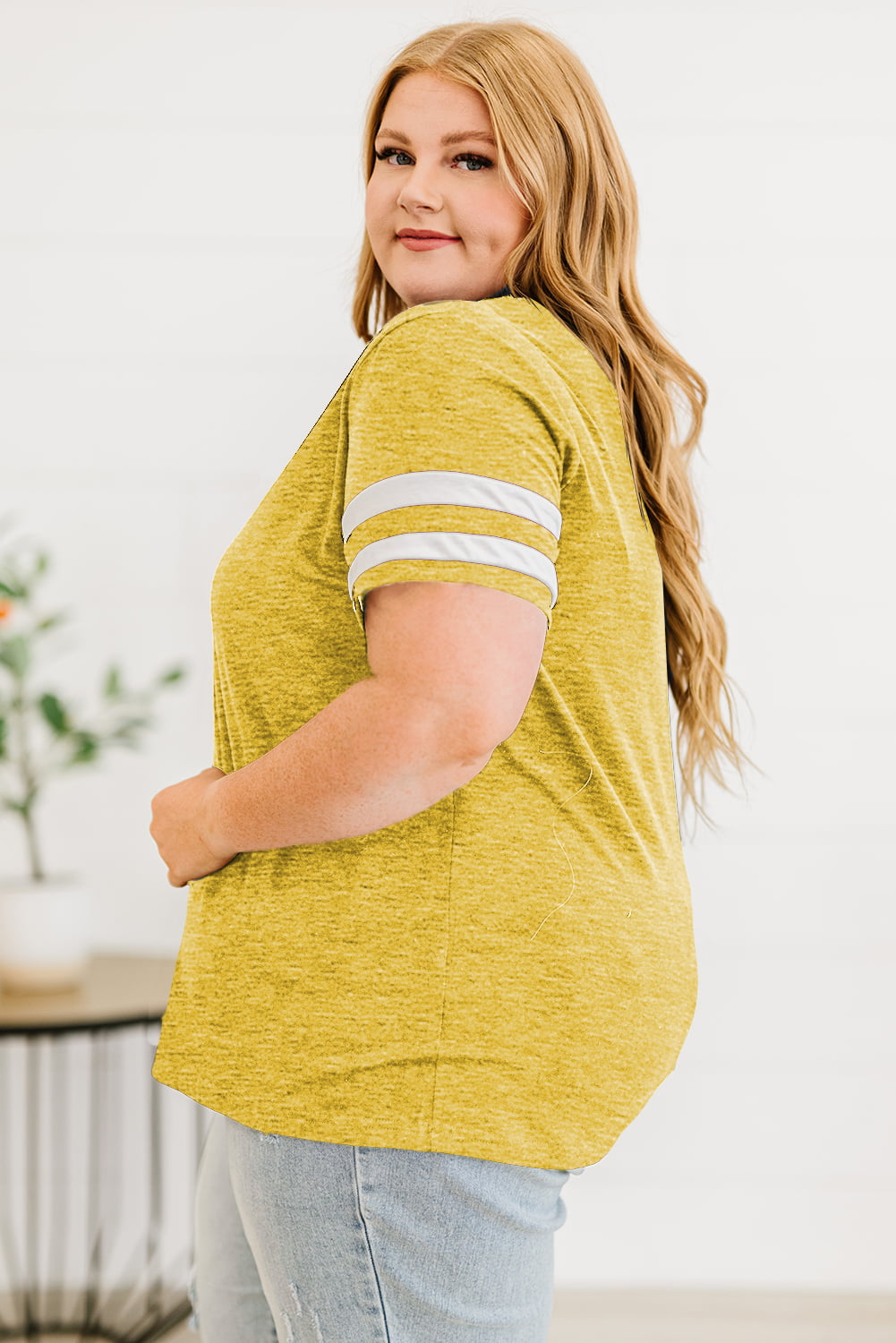 Striped V-Neck T- Shirt