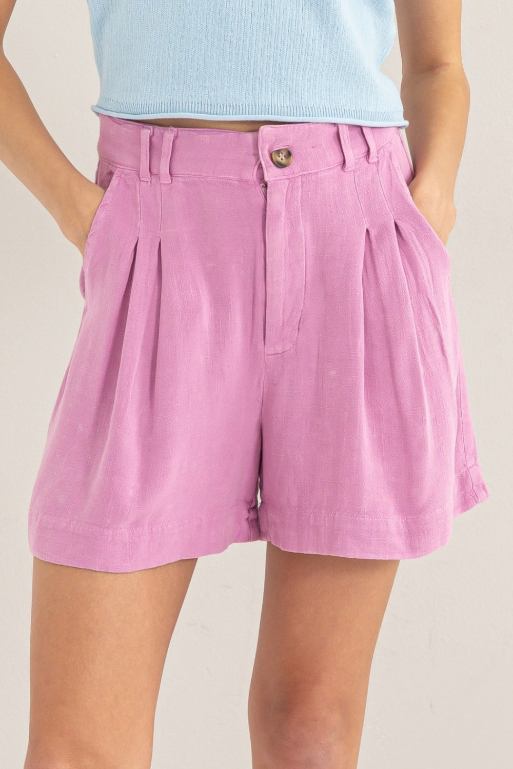 High Waist Linen Shorts