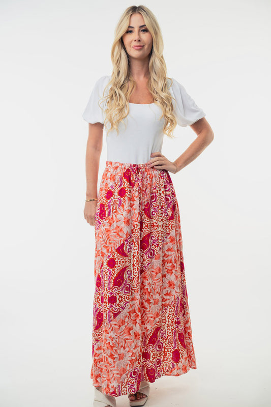 White Birch Floral Woven Skirt