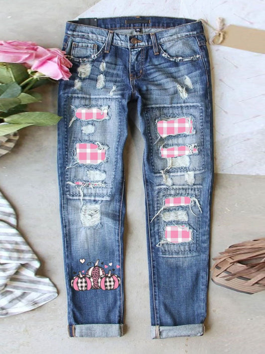 Distressed Straight Jeans