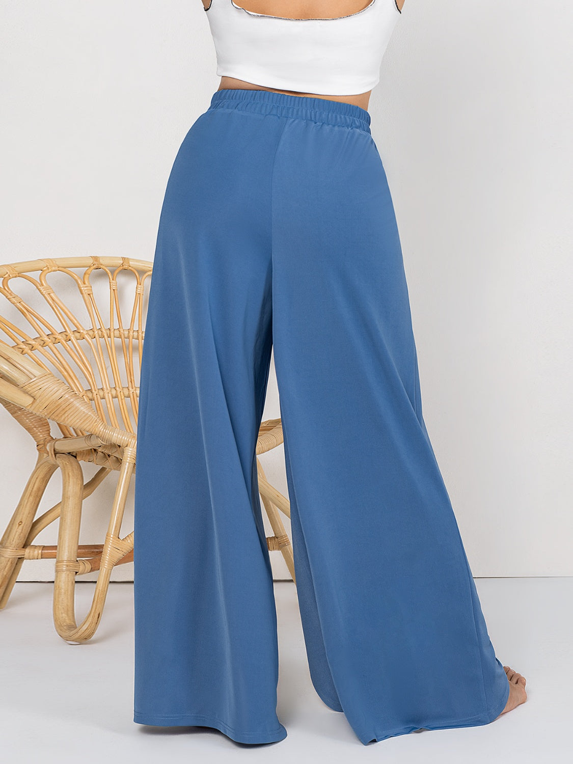 Tied Slit Wide Leg Pants