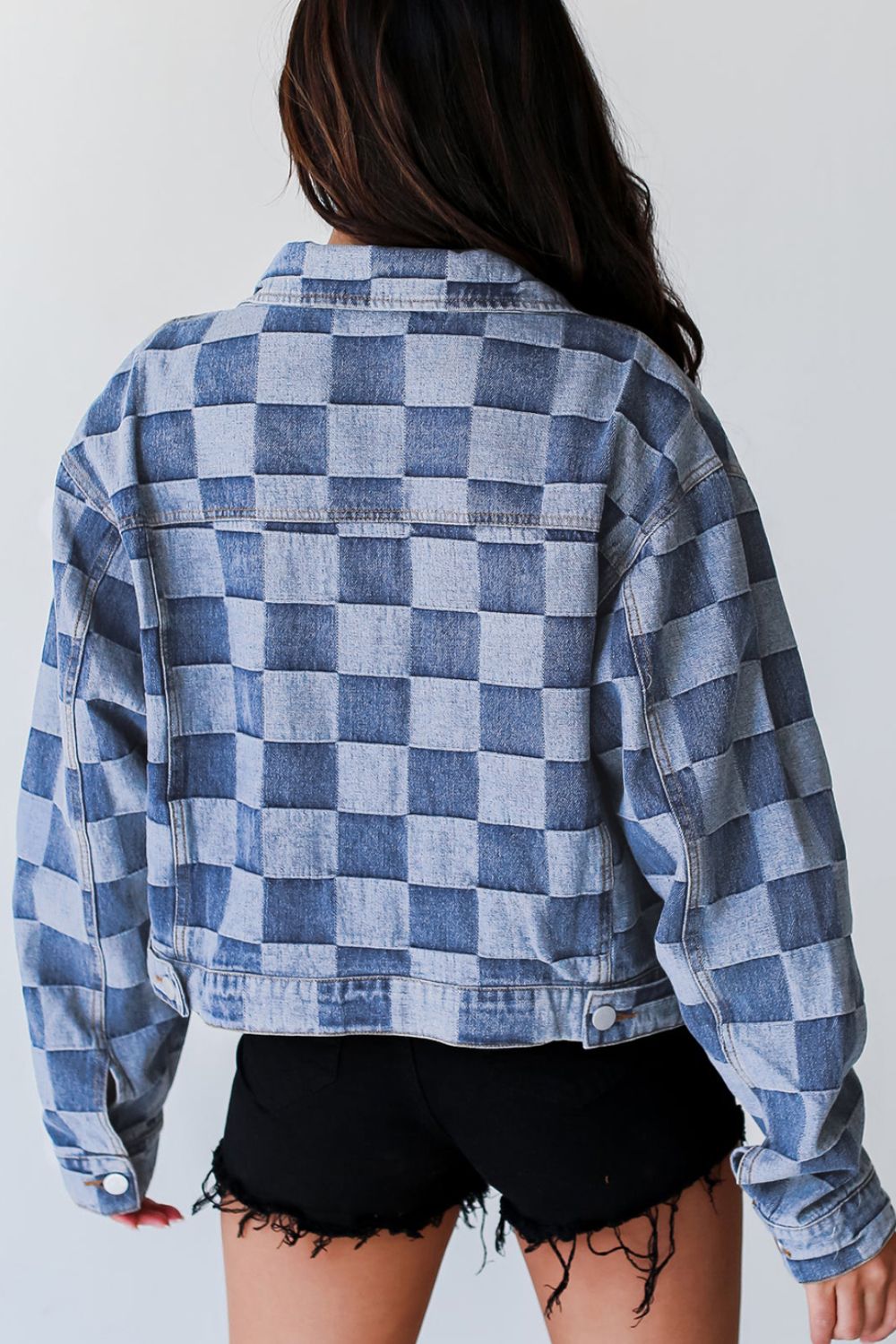 Checkered  Denim Jacket