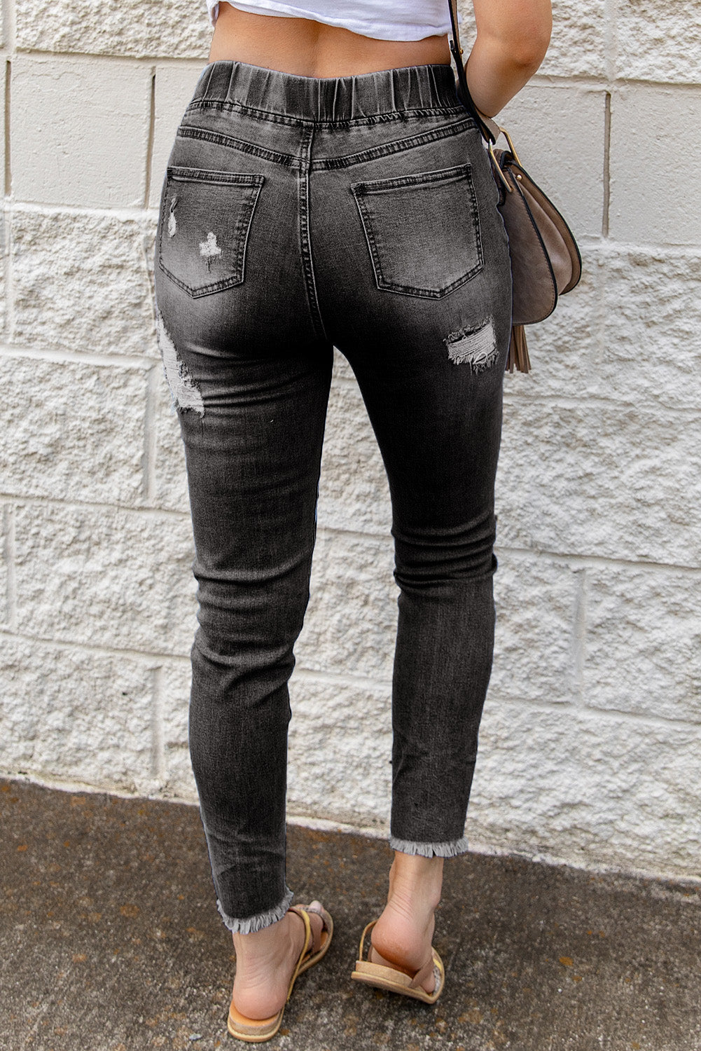 Raw Hem Jeans with Pockets