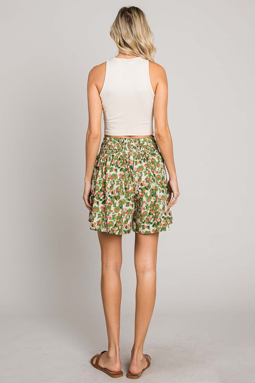 Floral Smocked Waist Skorts