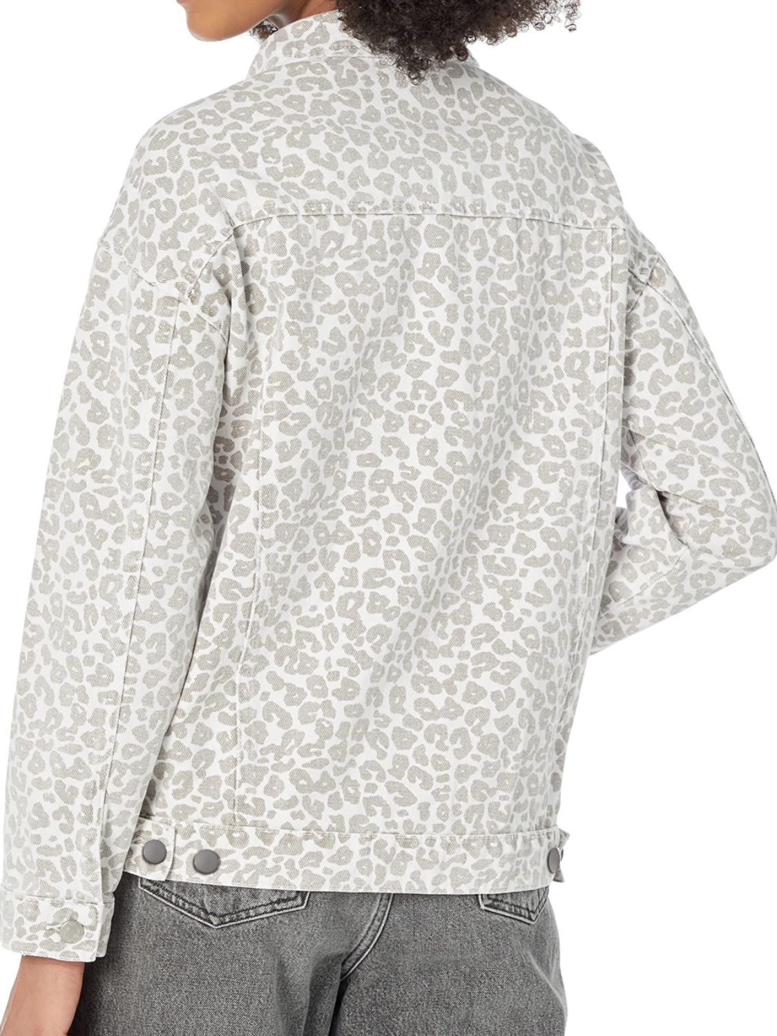 Leopard Button Up Denim Jacket