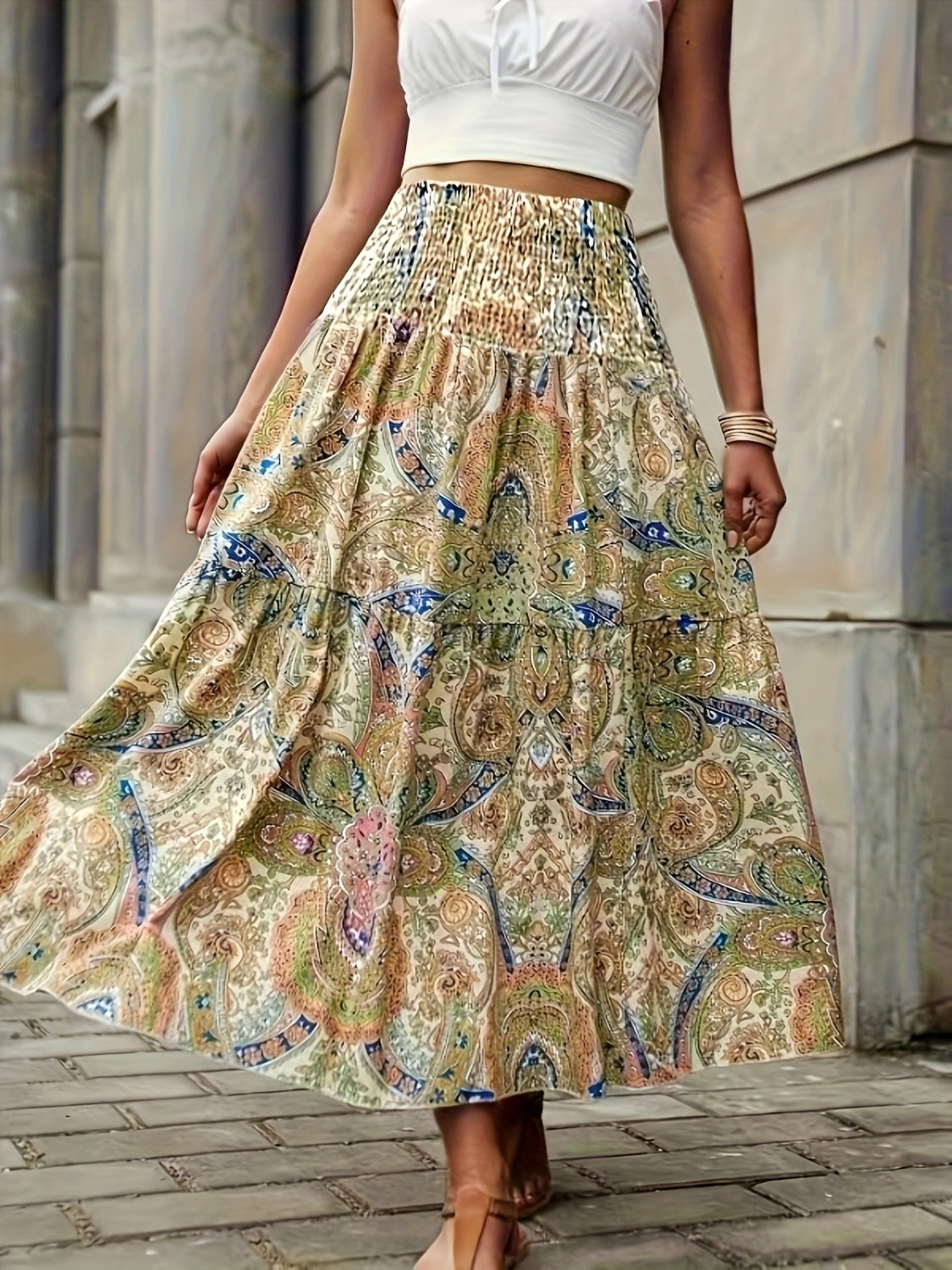 Full Size Tiered  High Waist Skirt