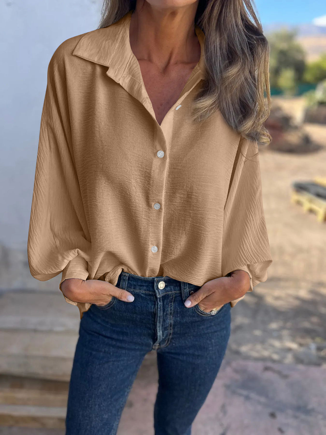 Collared Neck Long Sleeve Shirt