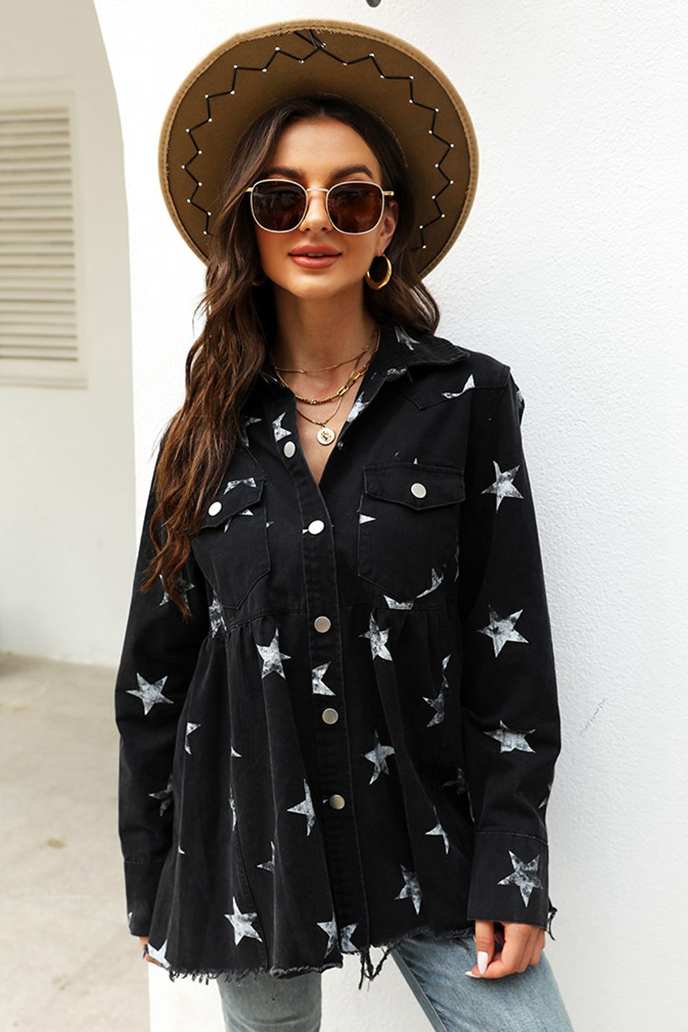 Star Long Sleeve Denim Jacket