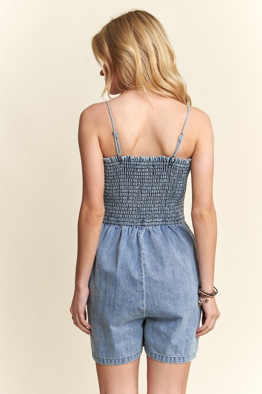 Spaghetti Strap Denim Romper