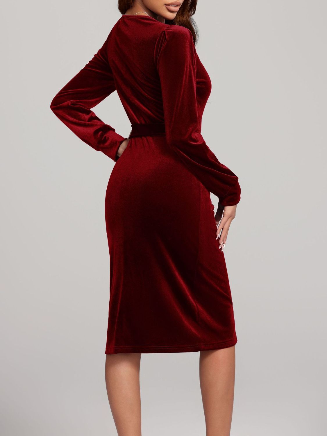 Tie Waist Velvet Dress