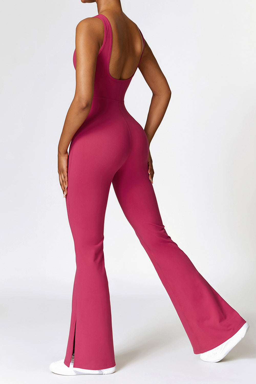 Sleeveless Bootcut Slit Active Jumpsuit