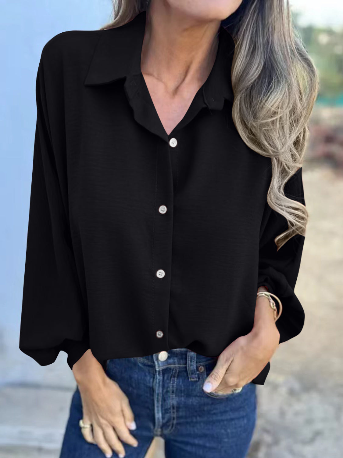 Collared Neck Long Sleeve Shirt