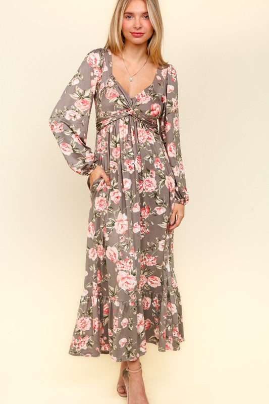 Floral Dress with Side Pockets