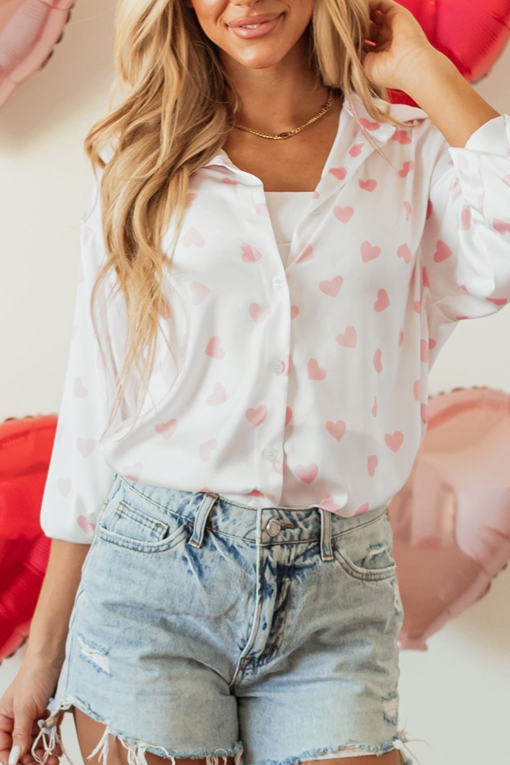 Heart Print Long Sleeve Shirt