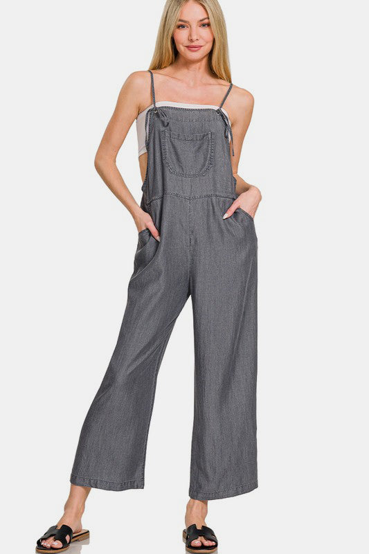 Wide Leg Denim Overalls