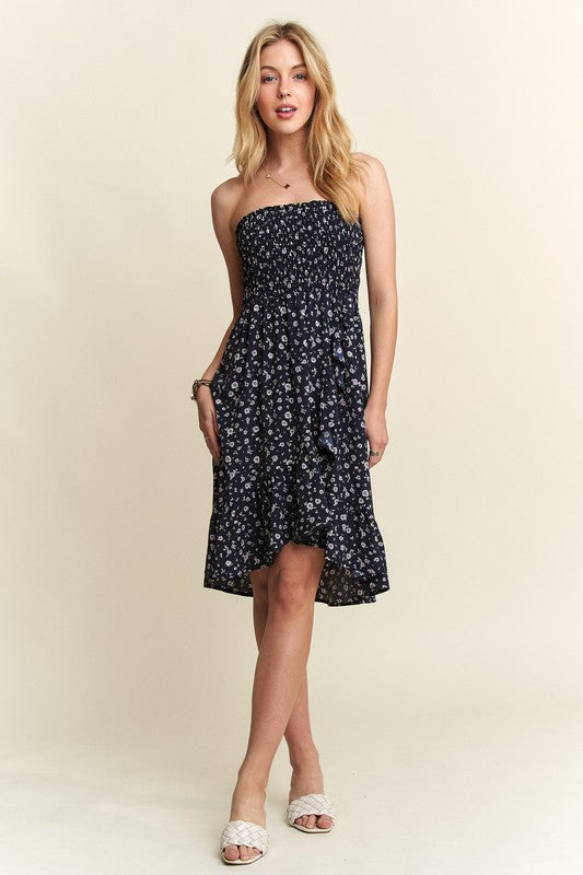 Floral Tube Dress with Pockets