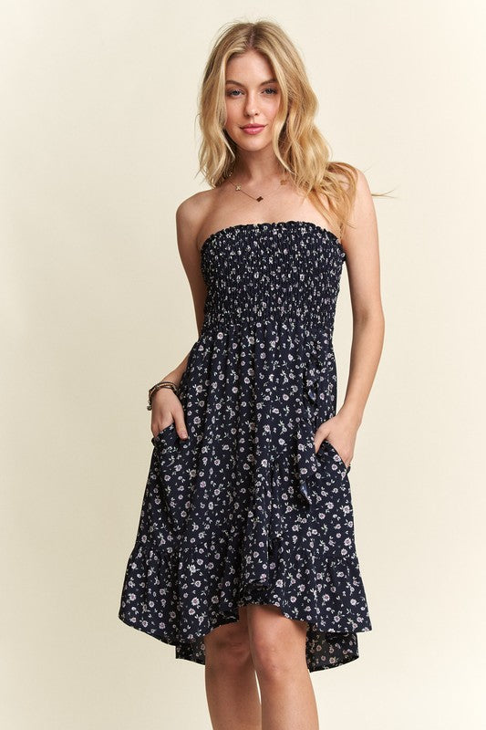 Floral Tube Dress with Pockets