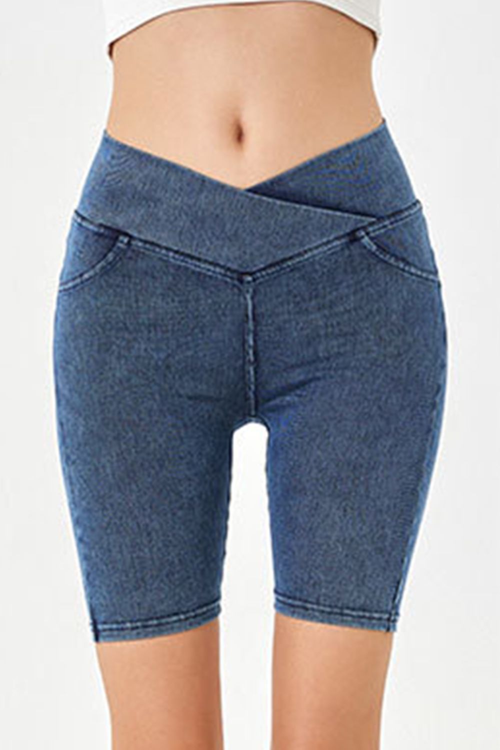 Asymmetrical Waist Denim Short