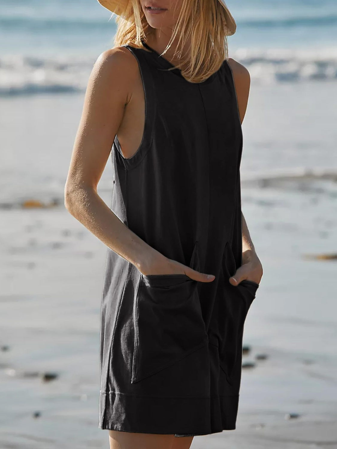 Sleeveless Romper with Pockets