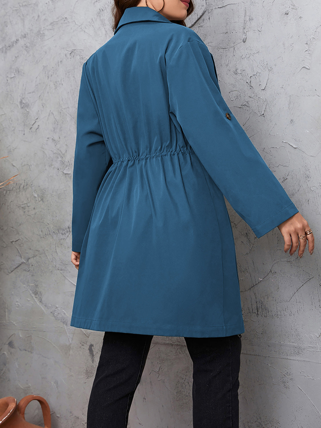 Roll-Tab Sleeve Trench Coat