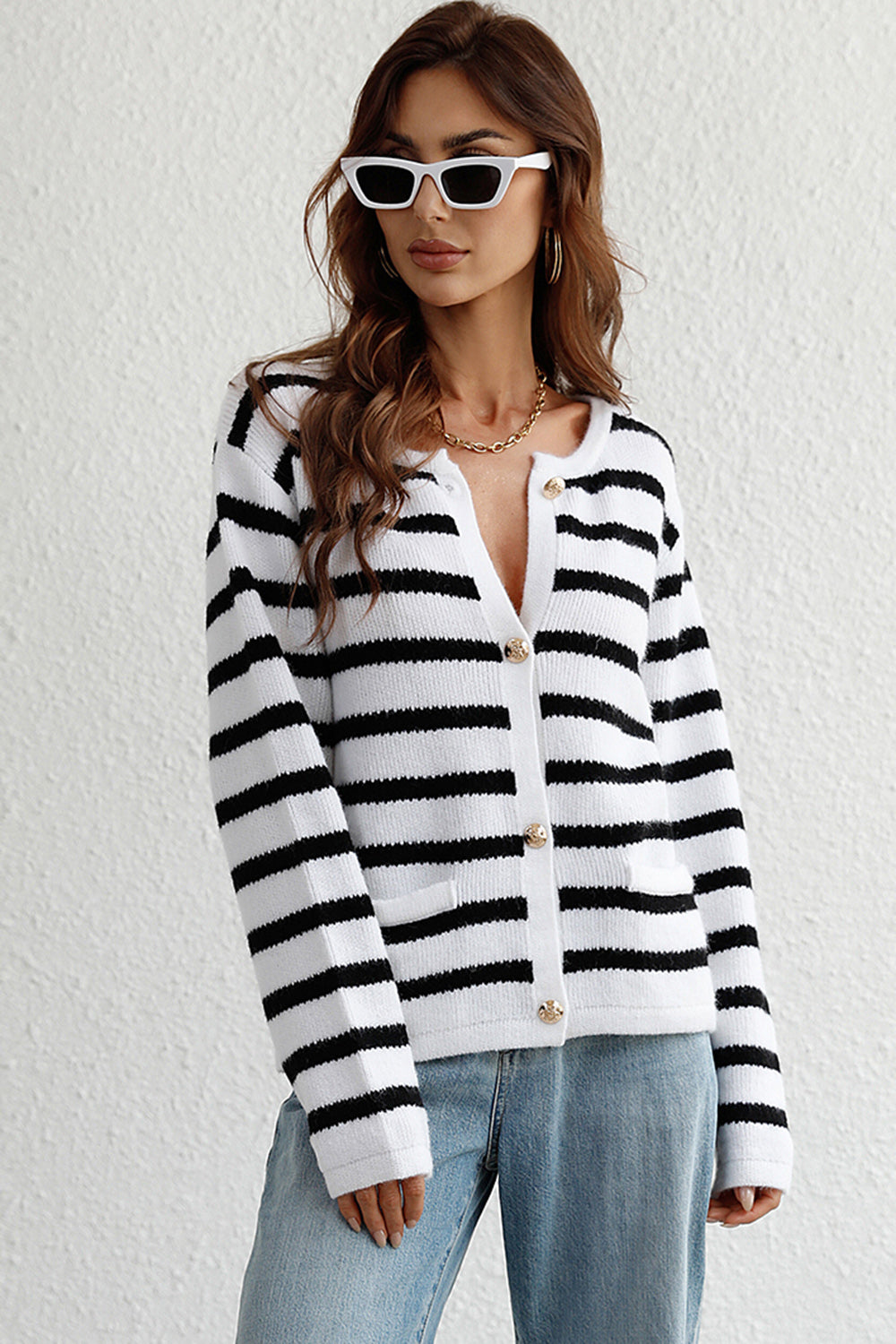 Striped Long Sleeve Cardigan