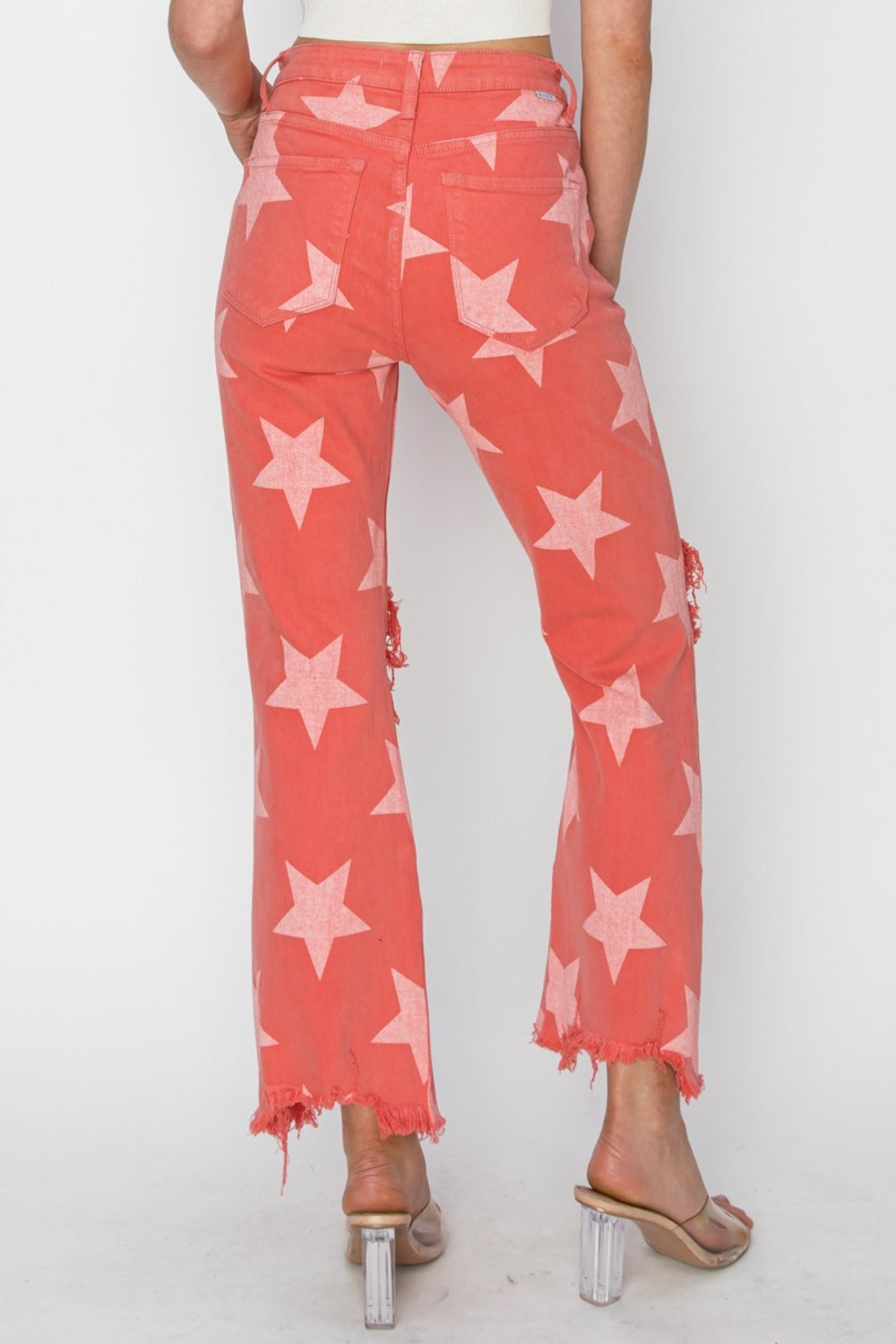 Distressed Star Pattern Jeans