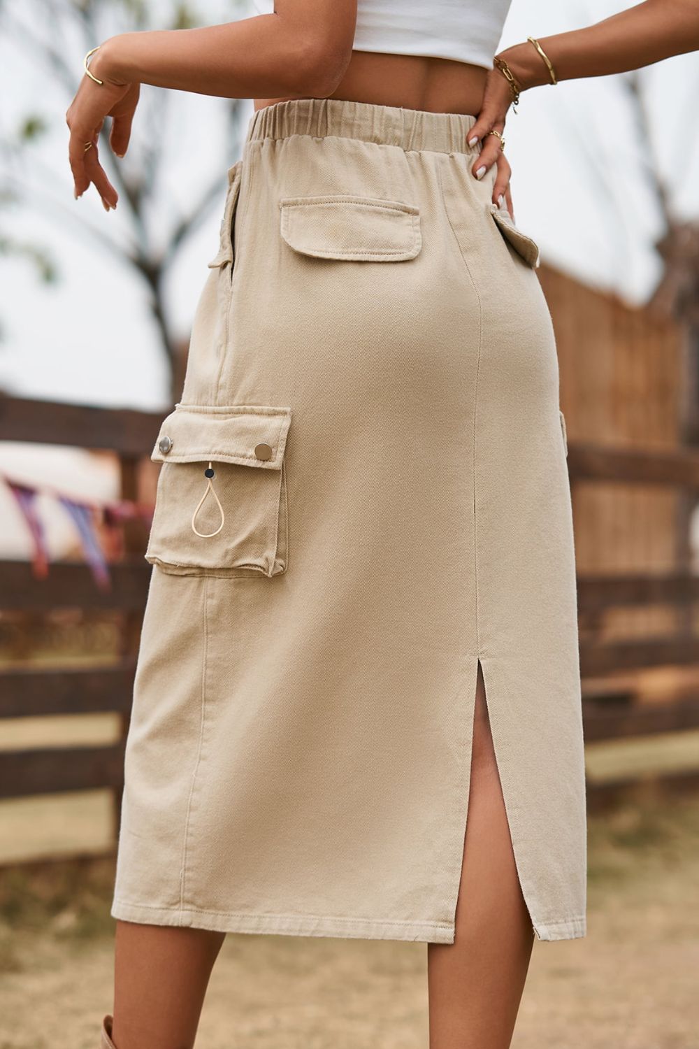 Waist Slit Denim Skirt