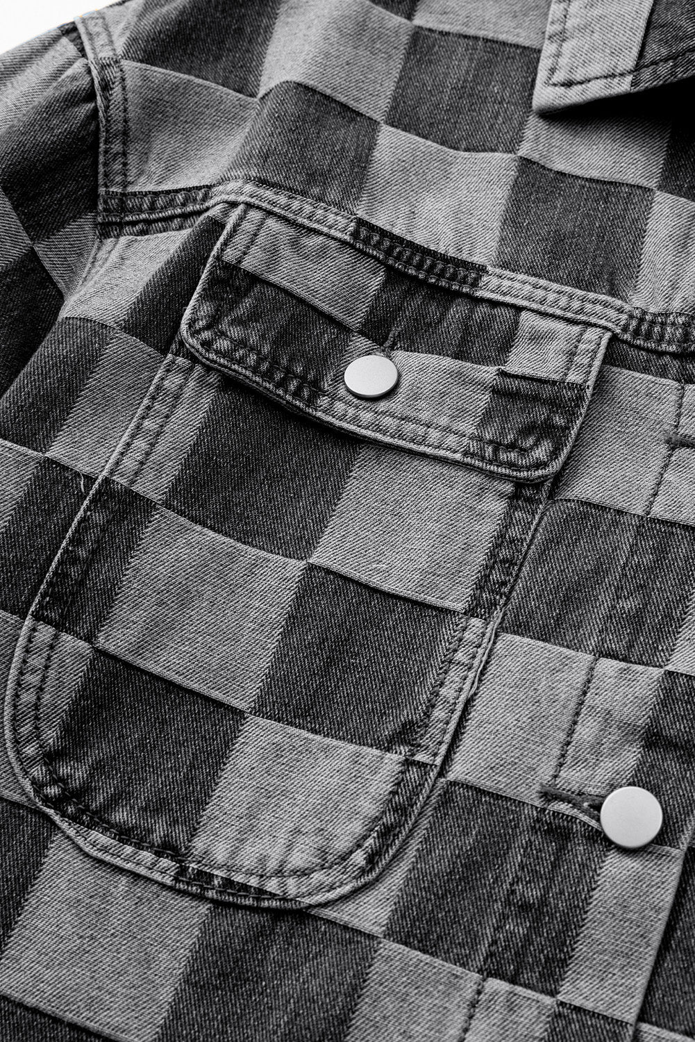 Checkered  Denim Jacket