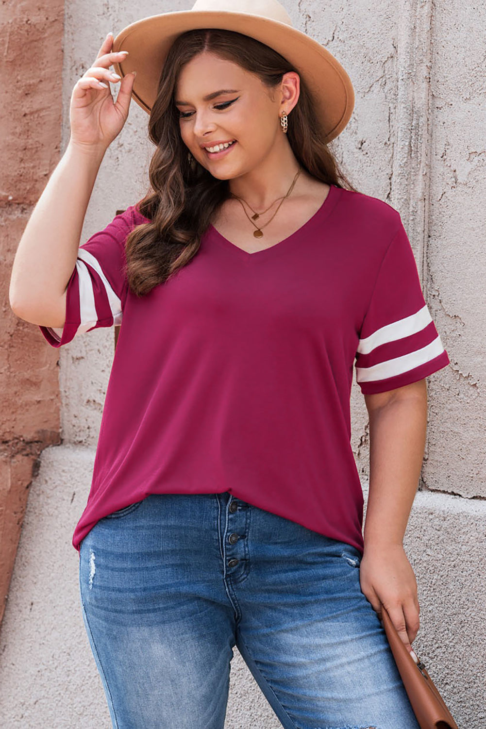 Striped V-Neck T- Shirt